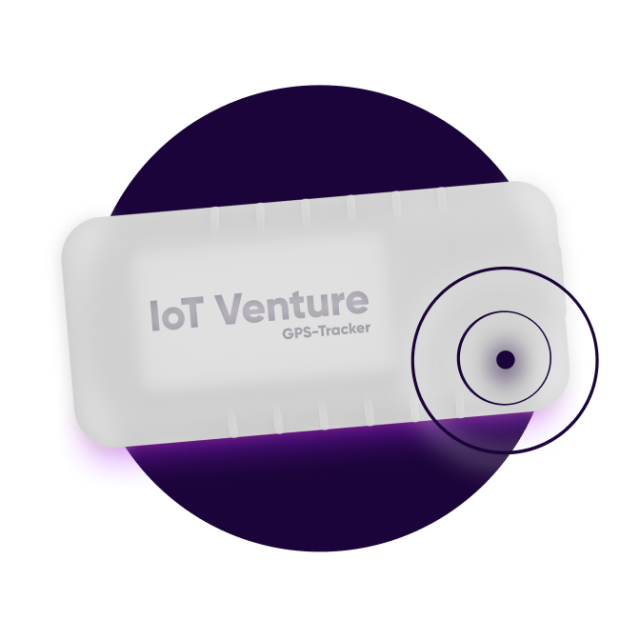 GPS-Tracker von IoT Venture auf einfarbigem Hintergrund